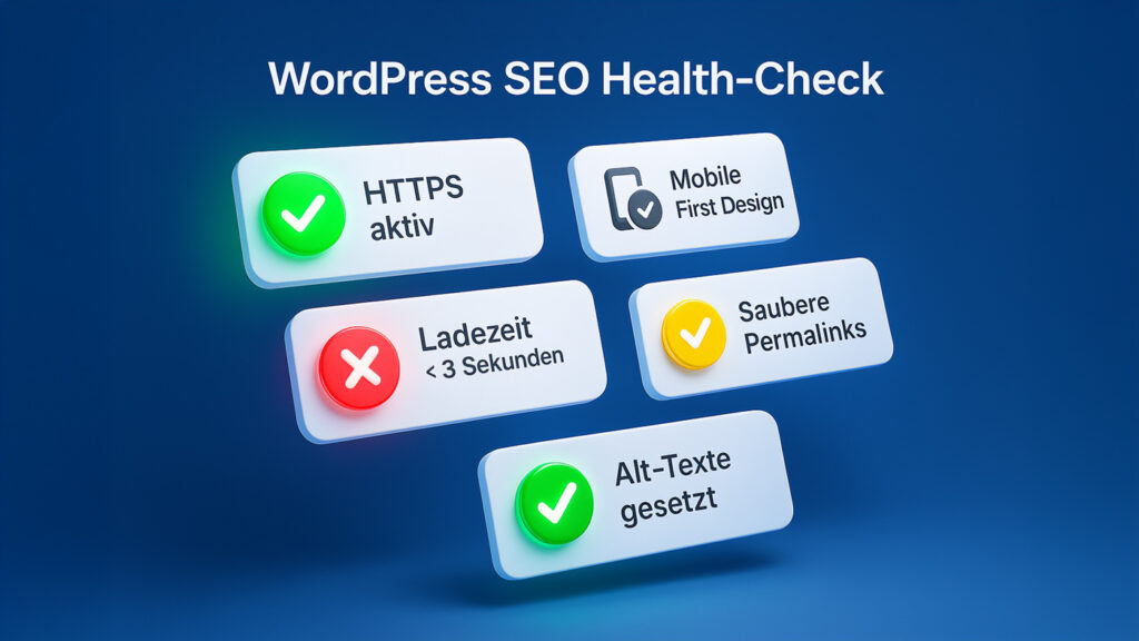 Visualisierung zur WordPress SEO Optimierung: technischer Check der Website